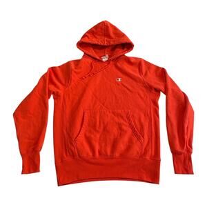 Vintage Champion Reverse Weave Hoodie Mens Medium Logo Red Pullover Heavyweight